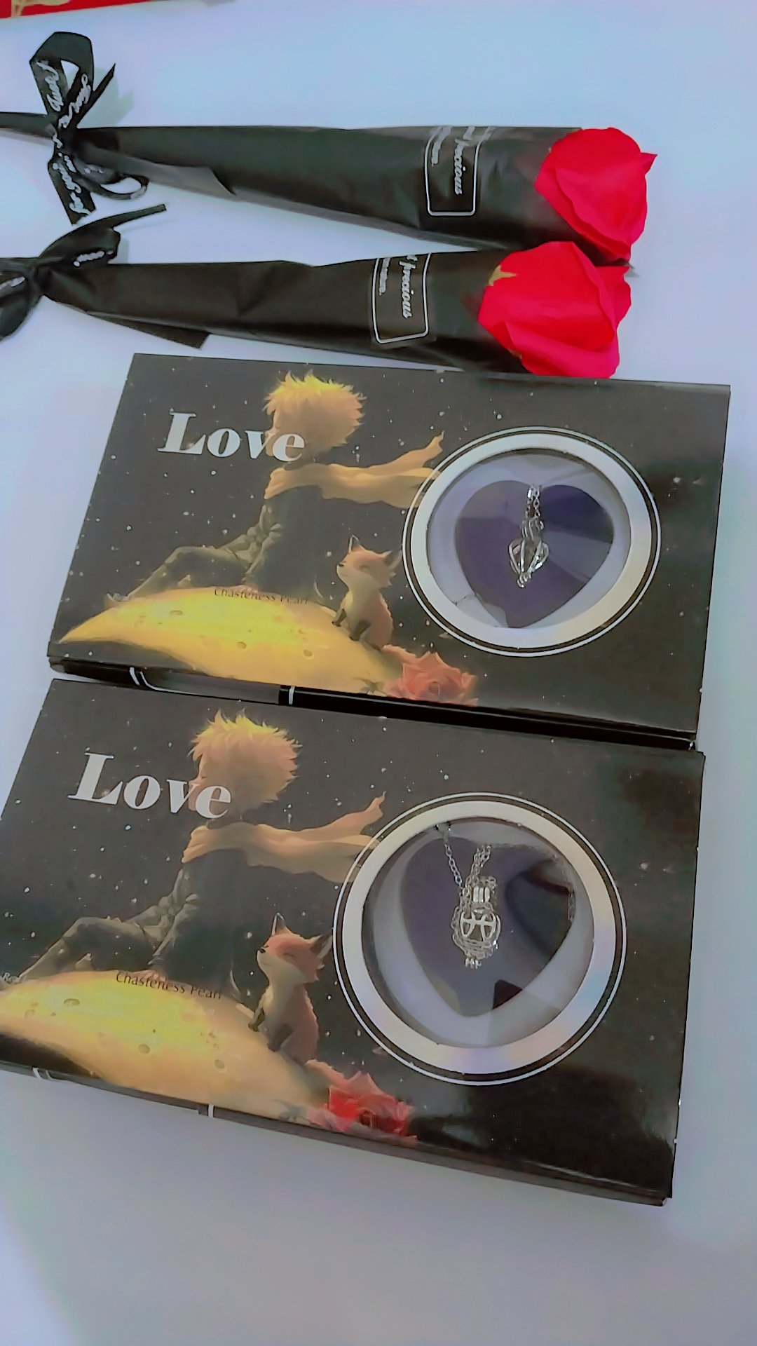 Love Pearl Gift Box 2 pis Rose flower 2 pis